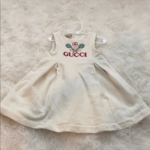GUCCI kids Tennis Embroidered Pleated Cotton Dress